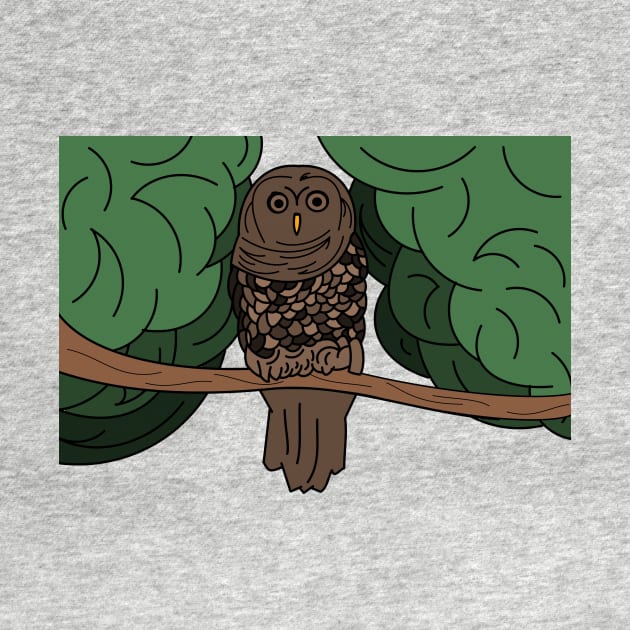 Owl on a tree branch by Artemis Garments